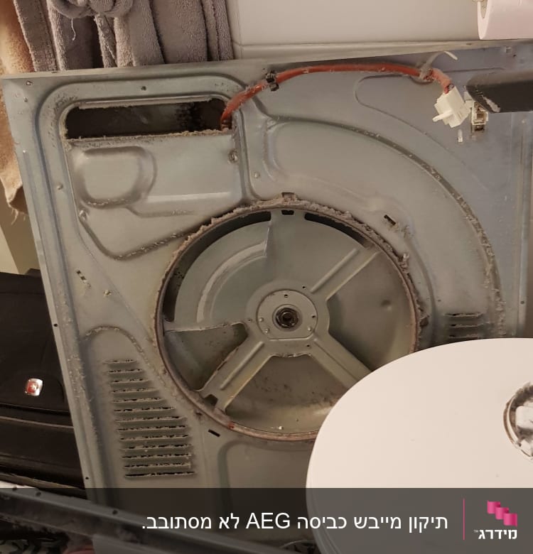 חלק אחורי של מכשיר חשמלי עם חוטים חשופים